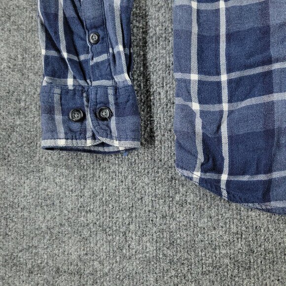Sonoma Button Shirt Men's Medium Blue Plaid Flannel Pockets Long Sleeve Adult M - Picture 8 of 15